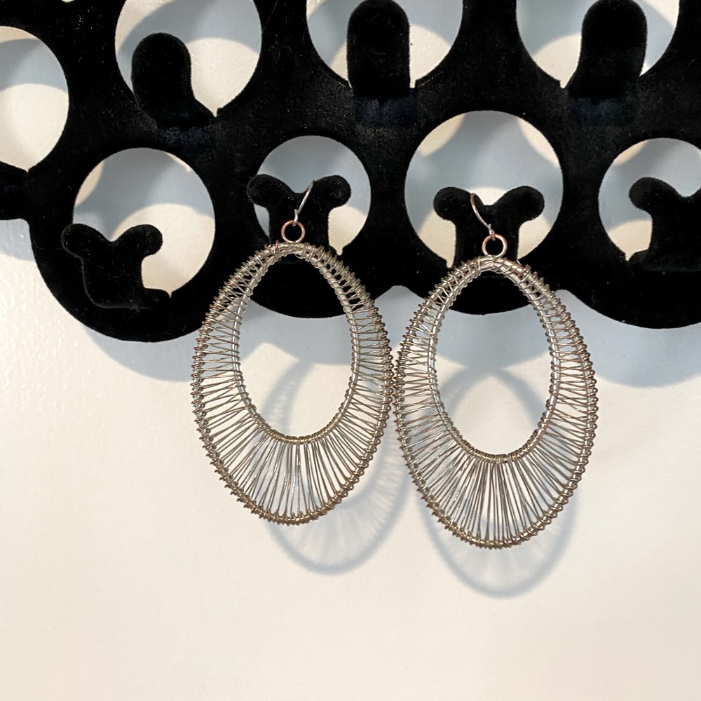 Silver Plated Dangle Wired Earrings - image 2